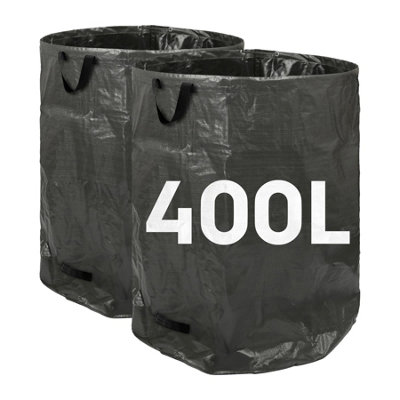 Harbour Housewares 400L Garden Waste Bags With HandlesBlack2X Large Strong Reusable Plastic Heavy Duty Gardening Rubbish Refuse Sacks from B&Q