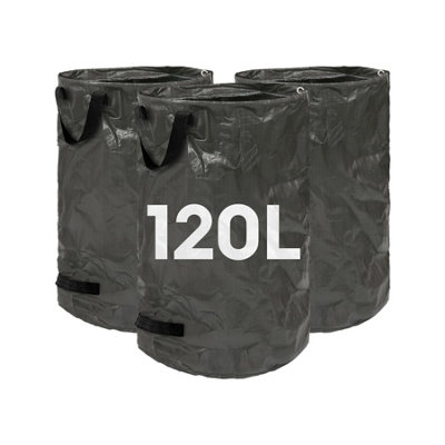 Harbour Housewares 120L Garden Waste Bags With HandlesBlack3X Large Strong Reusable Plastic Heavy Duty Gardening Rubbish Refuse Sacks from B&Q