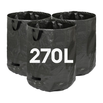 Harbour Housewares 270L Garden Waste Bags With HandlesBlack3X Large Strong Reusable Plastic Heavy Duty Gardening Rubbish Refuse Sacks from B&Q