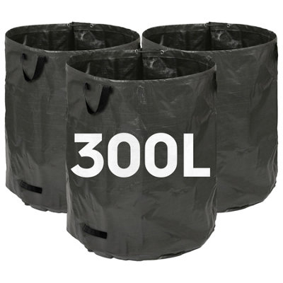 Harbour Housewares 300L Garden Waste Bags With HandlesBlack3X Large Strong Reusable Plastic Heavy Duty Gardening Rubbish Refuse Sacks from B&Q