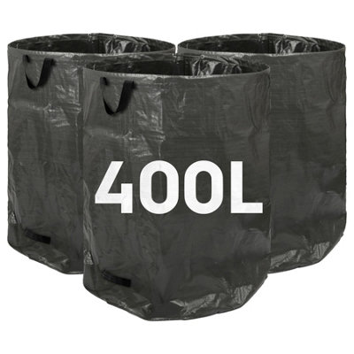 Harbour Housewares 400L Garden Waste Bags With HandlesBlack3X Large Strong Reusable Plastic Heavy Duty Gardening Rubbish Refuse Sacks from B&Q