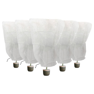 Harbour Housewares Plant Fleece Frost Protection Covers With Drawstring - X 180Cm - Pack Of 5 120Cm