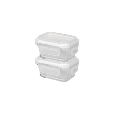 Harbour Housewares 150Ml Glass Food Storage Containers With Lids - Reusable Airtight Meal Prep Tubs Microwave And Freezer Safe - Pack Of 2 White