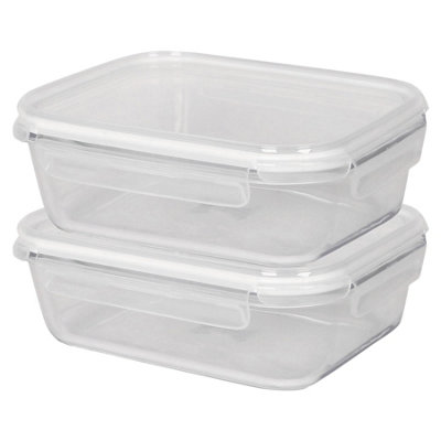 Harbour Housewares 1.5 Litre Glass Food Storage Containers With Lids - 2X Large Reusable Airtight Meal Prep Tubs Microwave And Freezer Safe White
