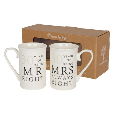 Nicola Spring 30Th Anniversary Coffee Mug Set300Ml 2X New Bone China Coffee Teacup Drinking Mugs For Couples & Celebrations from B&Q