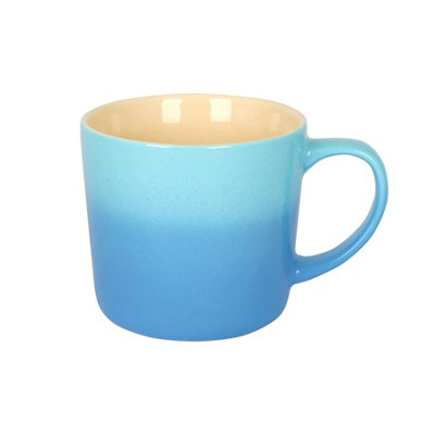B&Q -  330Ml Ombre Coffee MugBlueGlazed New Bone China Tea Mug Vegan Friendly Stoneware Ceramic Cup