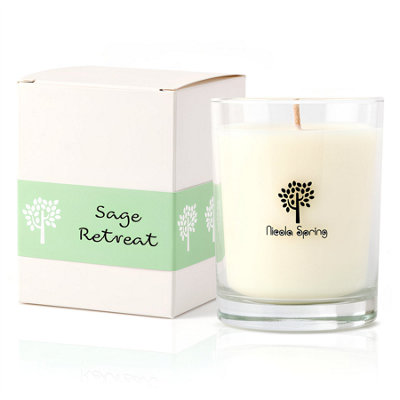 Nicola Spring Sage Retreat Scented Candle160G 28H Natural Single Wick Soy Wax Aromatherapy Candle Home Fragrance from B&Q