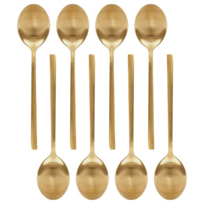 Argon Tableware Stainless Steel Dessert Spoons20CmGoldPack Of 8 from B&Q