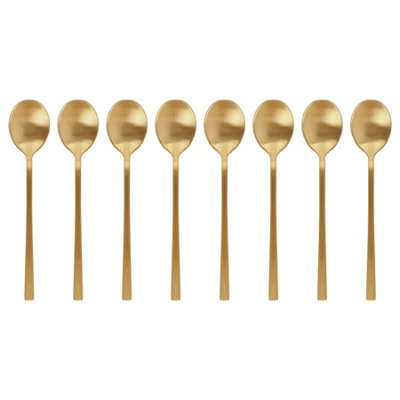 Stainless Steel Teaspoons - 14.5cm - Gold - Pack of 8 - Image 4