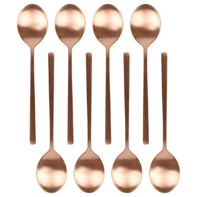 Argon Tableware Stainless Steel Dessert Spoons20CmCopperPack Of 8 from B&Q