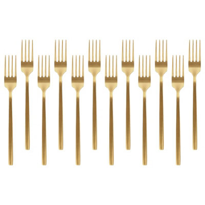 B&Q -  Stainless Steel Dinner Forks19.5CmGoldPack Of 12Durable Rust Resistant Stainless Steel Flatware Set