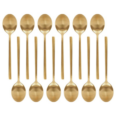 Argon Tableware Stainless Steel Dessert Spoons20CmGoldPack Of 12 from B&Q