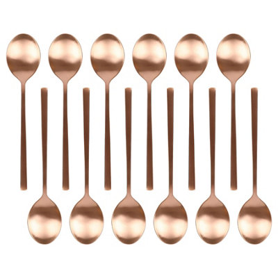 Argon Tableware Stainless Steel Dessert Spoons20CmCopperPack Of 12 from B&Q