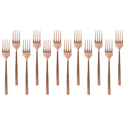 Argon Tableware Stainless Steel Cake Forks - 15Cm - Copper - Pack Of 12