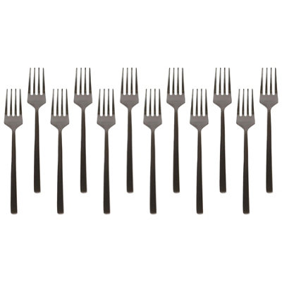 Argon Tableware Stainless Steel Cake Forks - 15Cm - Pack Of 12 Black