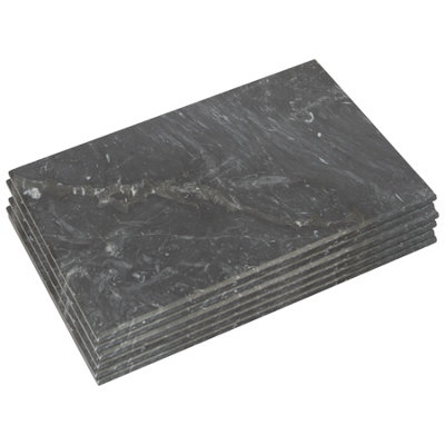 Argon Tableware Black 6X Rectangle Marble Placemats - X 30Cm Non-Slip Heat Resistant Kitchen Dining Placemats 40Cm
