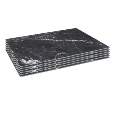 B&Q -  6X Glass Placemats40 X 30CmBlack MarbleDining Table Place Mats Tabletop Protector For Kitchen Worktops - Image 7