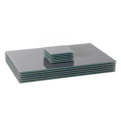 Harbour Housewares Rectangle Glass Placemats & Square Coasters Set - 40cm x 30cm - Grey - 12pc Tempered Heat-Resistant Non-Slip Rectangle Indoor Home Kitchen Dining Table Plate Place Mat Mats Set - Image 5