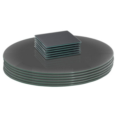 Rinkit.com Grey 12Pc Round Glass Placemats & Coasters Set - Image 6