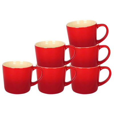 Argon Tableware 330Ml Ombre Coffee MugsRedSet Of 6Glazed New Bone China Tea Mug Vegan Friendly Stoneware Ceramic Cup from B&Q