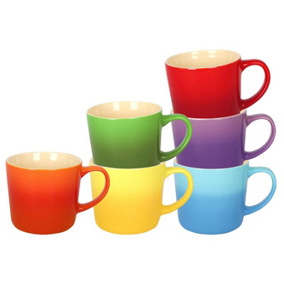 Argon Tableware 330Ml Ombre Coffee Mug SetRainbow6X Glazed New Bone China Tea Mug Vegan Friendly Stoneware Ceramic Cup from B&Q