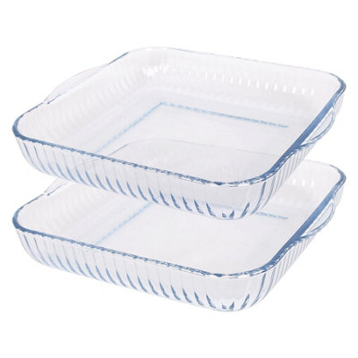 Argon Tableware Square Glass Oven Dishes30 X 27.5Cm2X Optical Baking Casserole Lasagne Roasting Roaster Cooking Tray Bowl from B&Q
