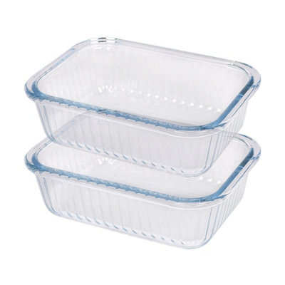 B&Q -  Rectangular Glass Cake Dishes20 X 15Cm2X Optical Brownie Dessert Cheesecake Sponge Oven Baking Tray Pan