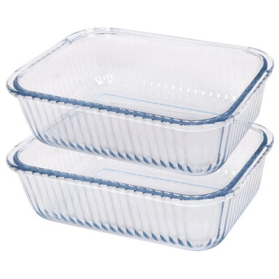 B&Q -  Rectangular Glass Cake Dishes22 X 16.5Cm2X Optical Brownie Dessert Cheesecake Sponge Oven Baking Tray Pan