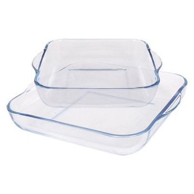 Argon Tableware 2Pc Square Glass Oven Dish Set2 Sizes from B&Q