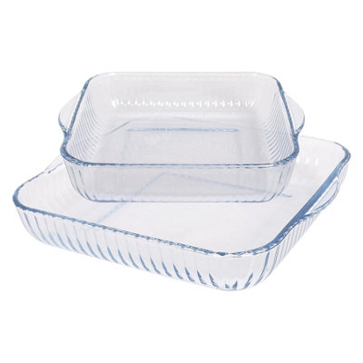 Argon Tableware 2pc Square Glass Oven Dish Set - Clear Borosilicate Glass - Thermal Shock Resistant - Includes 2 Sizes - Image 5