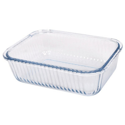 B&Q -  Rectangular Glass Cake Dish22 X 16.5CmOptical Brownie Dessert Cheesecake Sponge Oven Baking Tray Pan