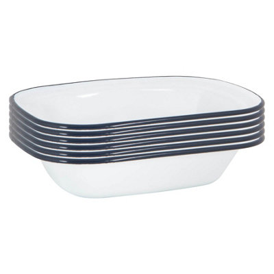 Argon Tableware Unisex White Enamel Pie Dishes - 16 X 12Cm - Navy - Pack Of 6 | Size: 16 X 12 Cm - Image 5