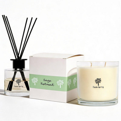 Nicola Spring Sage Retreat Scented Candle & Diffuser Set400G Natural Soy Wax Candle & Home Air Freshener Set from B&Q