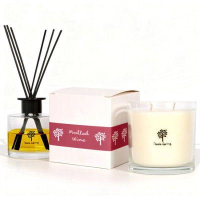 Nicola Spring Soy Wax Scented Candle & Diffuser Set - 400G - Mulled Wine