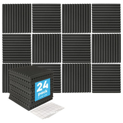 B&Q -  24X Acoustic Panels2.5 X 30 X 30Cm (1" X 12" X 12")Noise Dampening Studio Foam Tile Soundproofing Pad