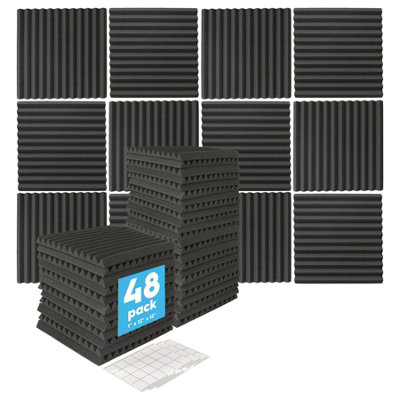 B&Q -  48X Acoustic Panels2.5 X 30 X 30Cm (1" X 12" X 12")Noise Dampening Studio Foam Tile Soundproofing Pad