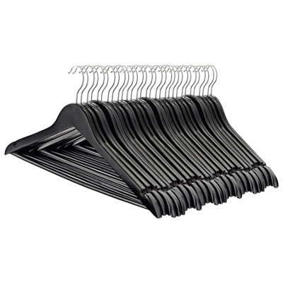 B&Q -  30X Strong Black Wooden Coat Hangers With 360 Degree Rotatory HookWood Clothes Hangers With Notches & Bar