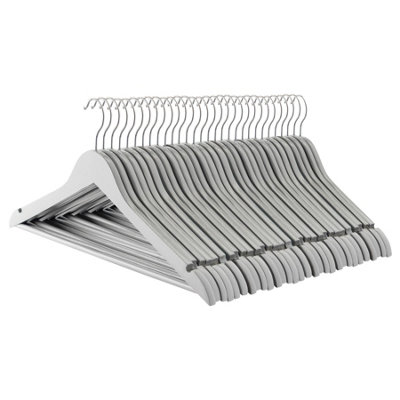 B&Q -  30X Strong Grey Wooden Coat Hangers With 360 Degree Rotatory HookWood Clothes Hangers With Notches & Bar