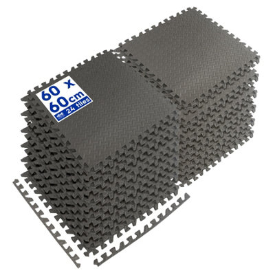 B&Q -  24X Interlocking Gym Flooring Mats60 X 60CmLarge Heavy Duty Eva Non-Slip Rubber Matting Floor Tiles