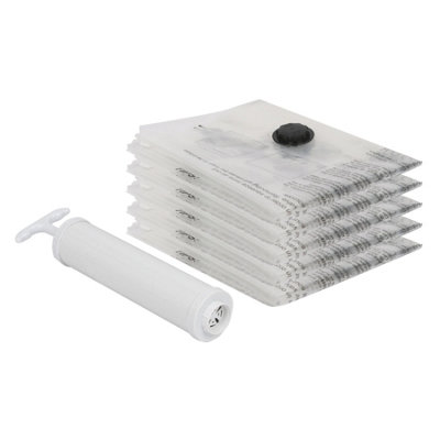 Harbour Housewares 5X Vacuum Storage Bags & Pump SetM (50 X 70Cm)Reusable Clothes Space Saver Organiser Zip Lock Bag from B&Q