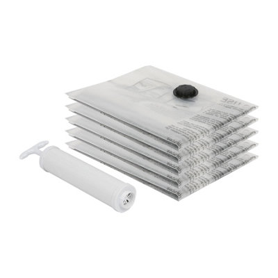 Harbour Housewares 5X Vacuum Storage Bags & Pump SetL (60 X 80Cm)Reusable Clothes Space Saver Organiser Zip Lock Bag from B&Q