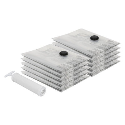 Harbour Housewares 10X Vacuum Storage Bags & Pump SetL (60 X 80Cm)Reusable Clothes Space Saver Organiser Zip Lock Bag from B&Q