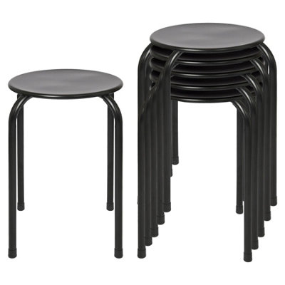 B&Q -  Metal Stacking StoolsMatt BlackPack Of 6