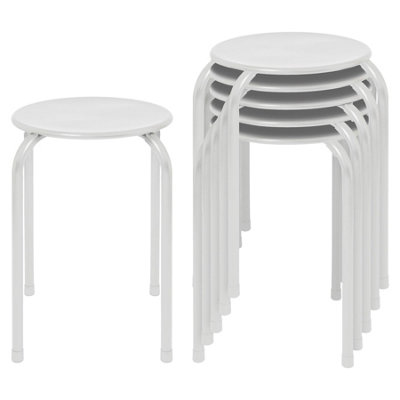 Harbour Housewares Metal Stacking StoolsMatt WhitePack Of 6 from B&Q