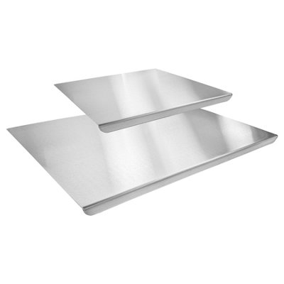 2pc Stainless Steel Counter Edge Chopping Board Set 2 Sizes Kitchen Block - Image 5
