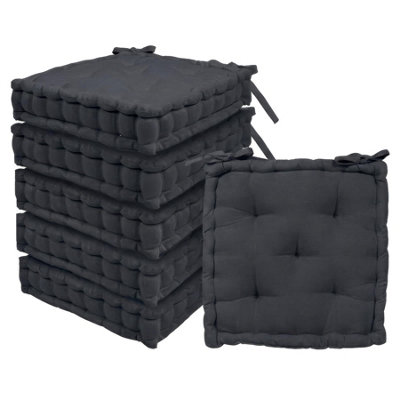 B&Q -  Deluxe Square Seat Pads40 X 40CmBlackPack Of 6