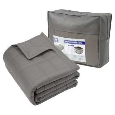Harbour Housewares Weighted Blanket With Storage Bag - 8Kg Weight Blanket Anxiety Stress Relief & Deep Sleep Calming Throw - Grey