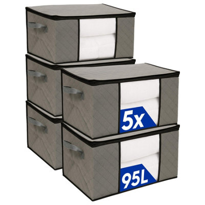 Harbour Housewares Clothes Storage Bags With Lid95 LitreGreyPack Of 5 from B&Q