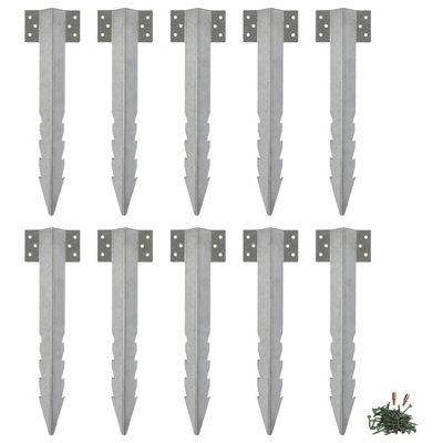 Harbour Housewares Galvanised Steel Railway Sleeper Brackets With Fixings40Cm10X Heavy Duty Metal Garden Ground Stakes from B&Q