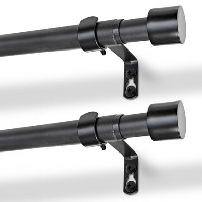 Harbour Housewares Extendable Metal Curtain Poles Kit77 To 150CmMatt BlackPack Of 2 from B&Q